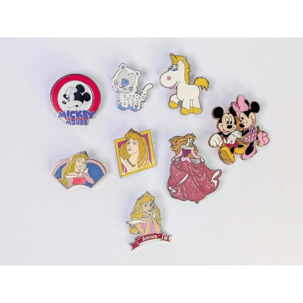 Disney Pin Lot Mickey Minnie Aurora Princess Cat Unicorn Mixed Tradeable